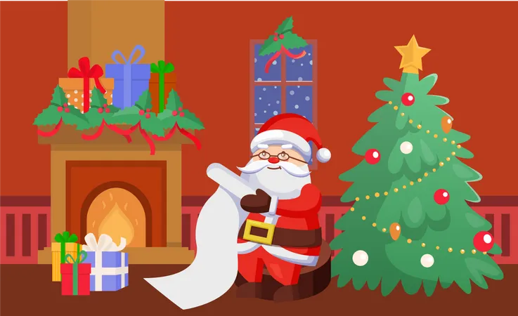 Père Noël à la maison  Illustration