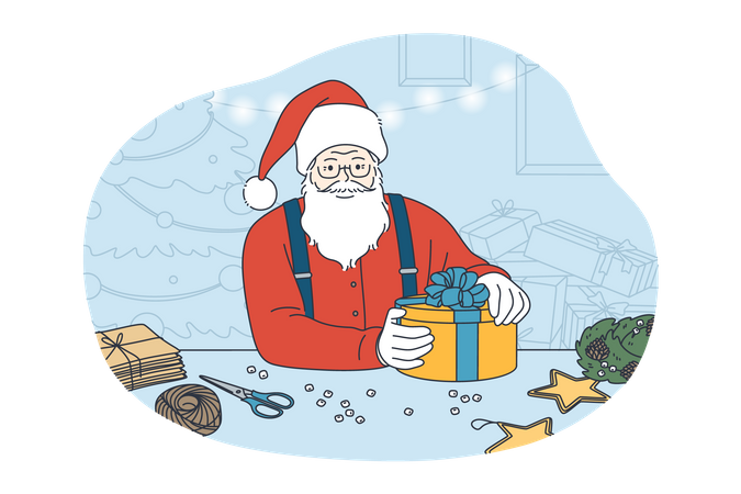 Père noël avec cadeau  Illustration