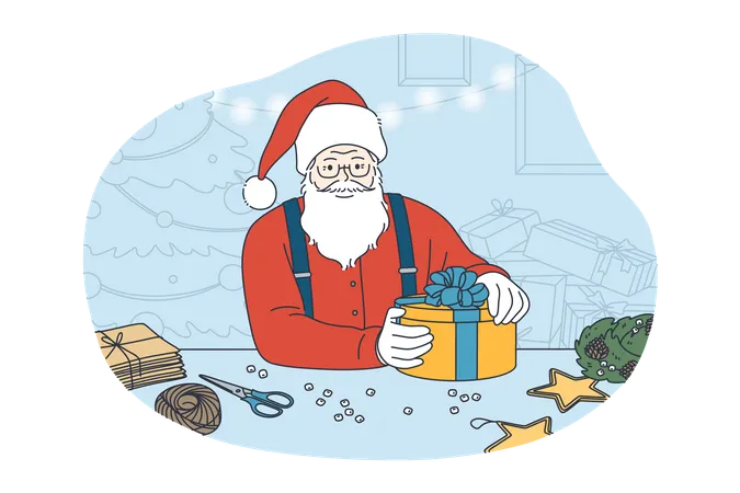 Père noël avec cadeau  Illustration