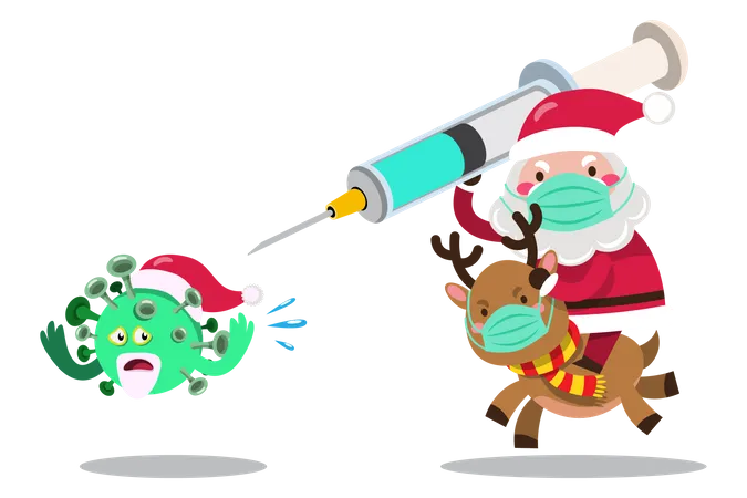 Père Noël vacciné contre le coronavirus  Illustration
