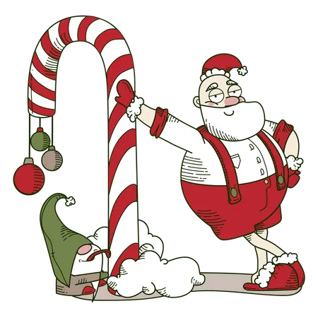Père Noël et grosse sucette  Illustration