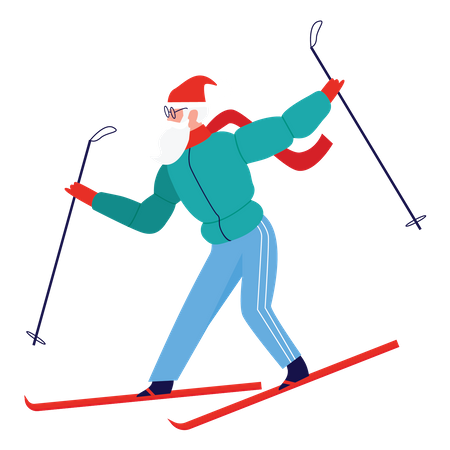 Père Noël skiant  Illustration