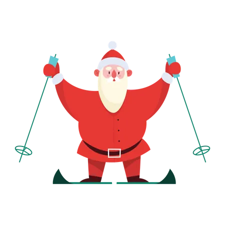 Skieur du Père Noël chevauchant des descentes en hiver  Illustration