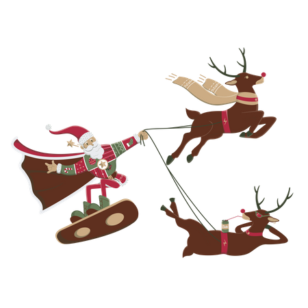 Père Noël sur une planche à roulettes  Illustration