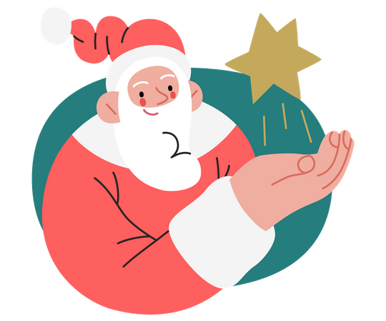 Père Noël tenant une étoile  Illustration