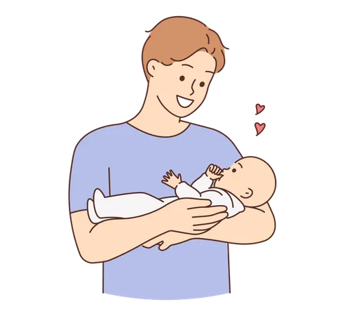 Père tenant bébé né avec amour  Illustration