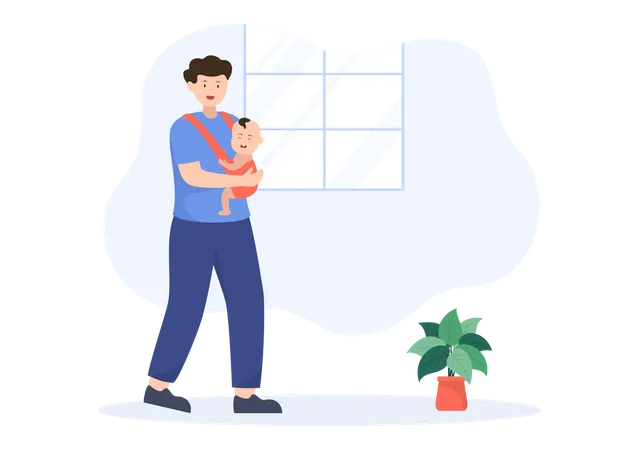 Père tenant un petit bébé  Illustration