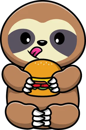 Perezoso Con Hamburguesa  Ilustración