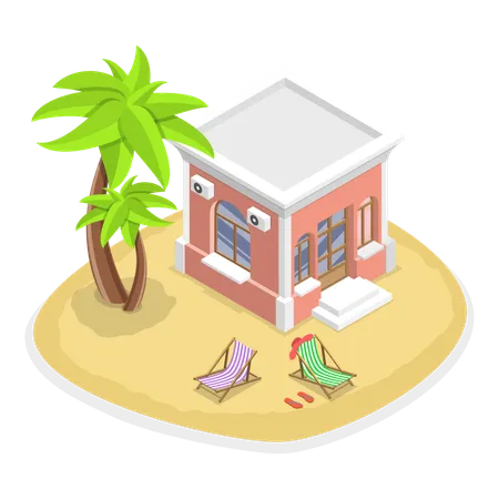 Perfect holiday bungalow in hawaii  イラスト