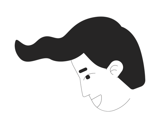 Perfil minimalista de homem sorridente com penteado ondulado  Ilustração