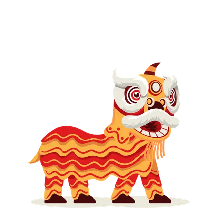 Spectacle de danse du lion chinois  Illustration