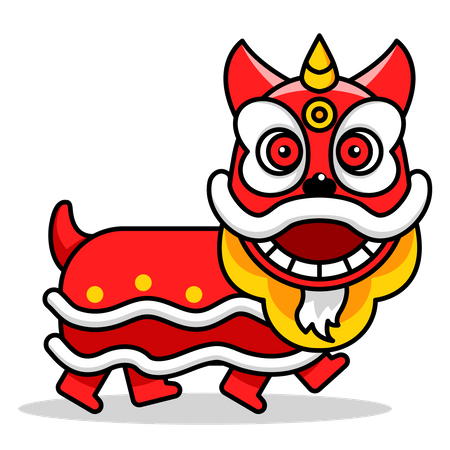 Spectacle de danse du lion traditionnelle chinoise  Illustration