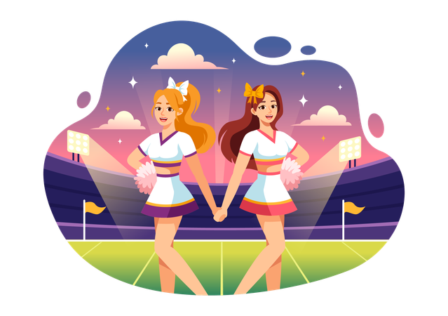 Performance de pom-pom girl  Illustration