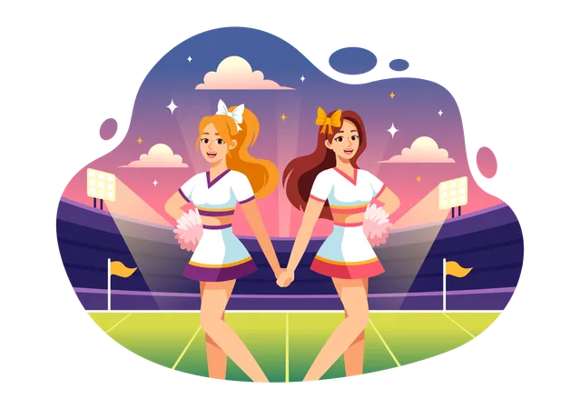 Performance de pom-pom girl  Illustration