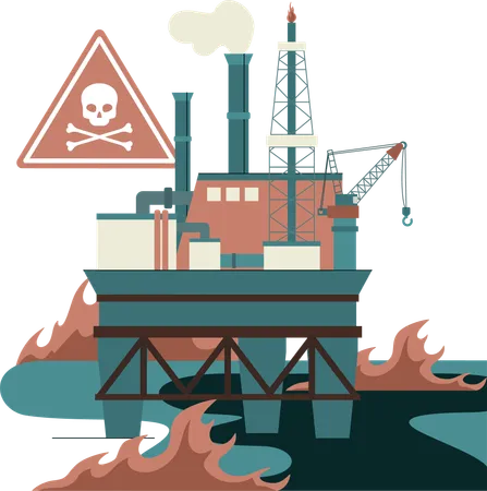 Perigo durante a extração de combustível fóssil  Ilustração