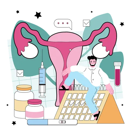 Reproductology And Obstetrics Concept Human Reproductive Health Biological Material Research Pregnancy Monitoring And Medical Diagnosis Flat Vector Illustration Illustration