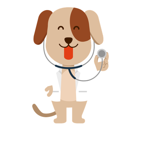 Perro actúa como médico veterinario.  Ilustración