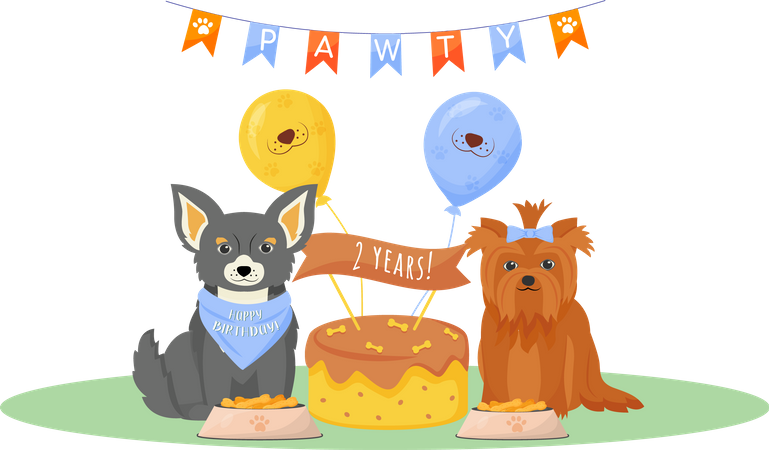 Cumpleaños de perro  Ilustración