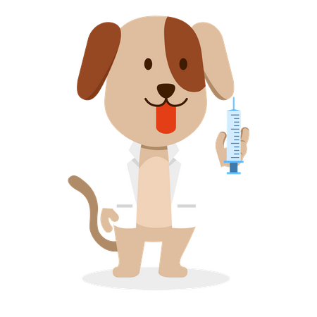 Perro disfrazado de doctor  Ilustración