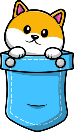 Perro shiba inu en el bolsillo  Ilustración