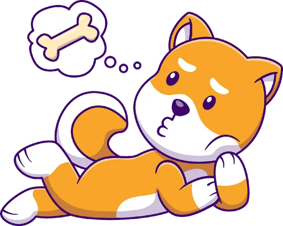 Perro Shiba Inu Imagina Un Hueso  Ilustración