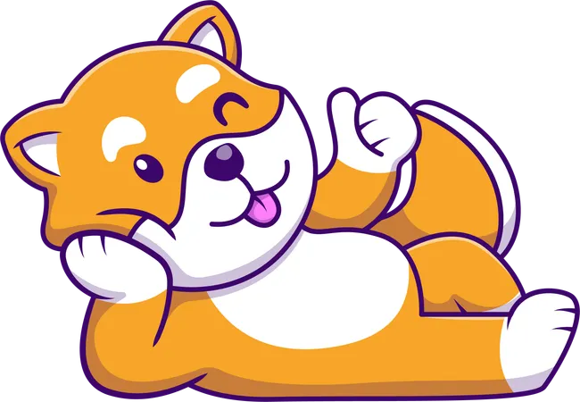 Perro Shiba Inu Pulgar Hacia Arriba  Ilustración