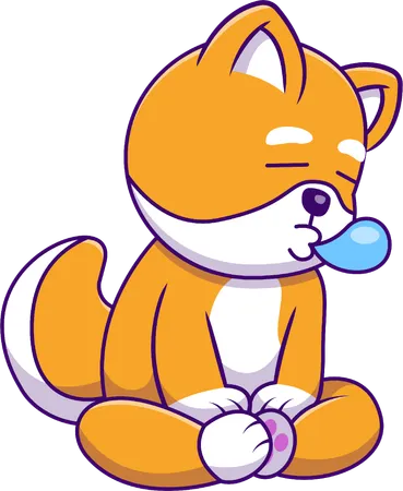 Perro Shiba Inu se queda dormido  Ilustración