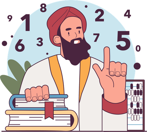 페르시아 수학자, 숫자를 발명하다  일러스트레이션