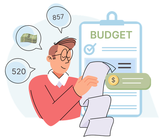 Person, die den Gewinnbericht eines Unternehmens analysiert  Illustration