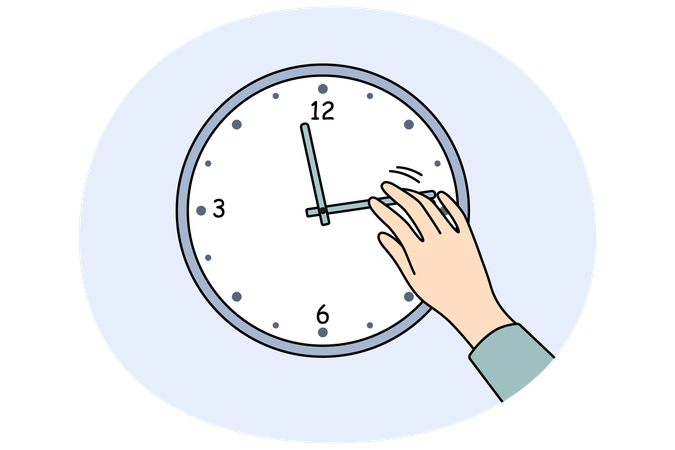 Person changing time on clock  Illustration