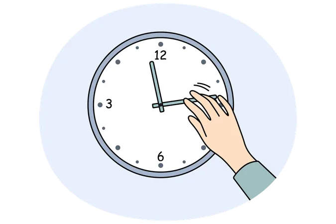 Person changing time on clock  Illustration