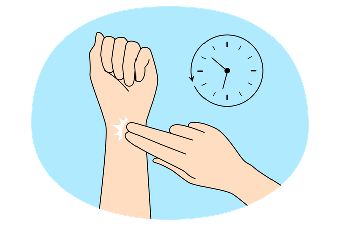Person check radial pulse on wrist  Illustration
