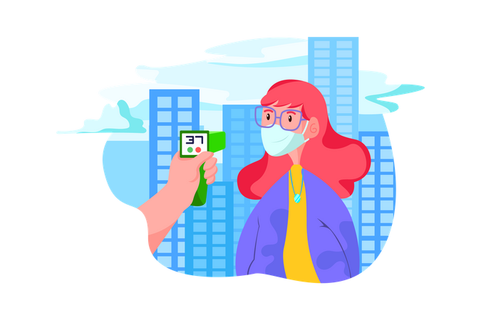 Person checking the temperature in the office  Illustration