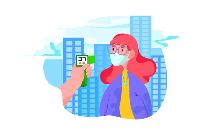 Person checking the temperature in the office  Illustration