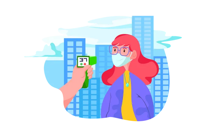 Person checking the temperature in the office Illustration
