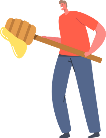 Person collecting fresh honey  Illustration