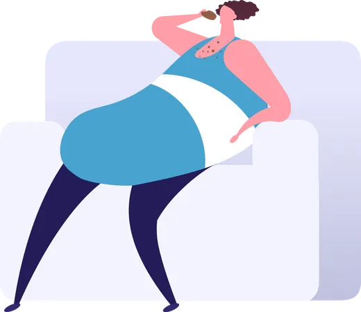 Person depressed due to overweight Illustration