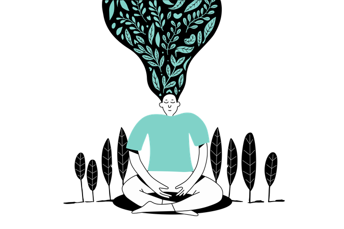 Person, die für inneren Frieden meditiert  Illustration