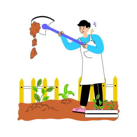 Person, die gerne Gartenarbeiten erledigt  Illustration