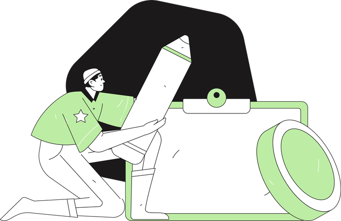 カレンダー管理を行う人  イラスト