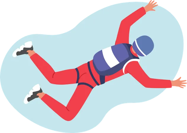 Paragliding Base Jumping Extreme Activities Skydiver Character Jumping With Parachute Soaring In Sky Skydiving Parachuting Sport Parachutist Flying Through Clouds Cartoon Vector Illustration Illustration