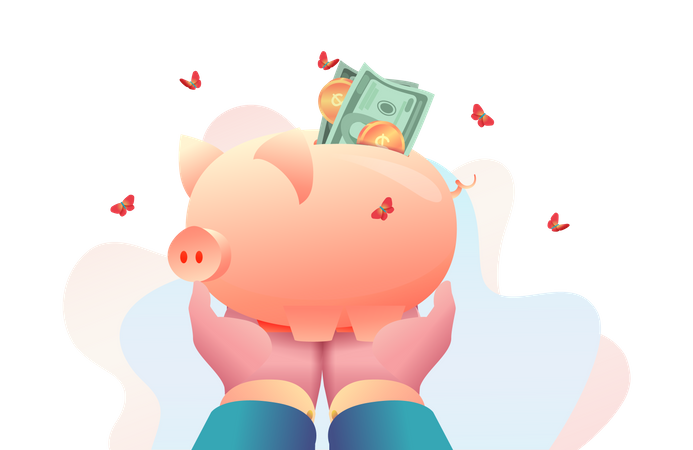 Person doing saving to secure future  Illustration