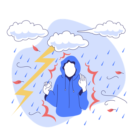 Person due to heavy rains  Illustration