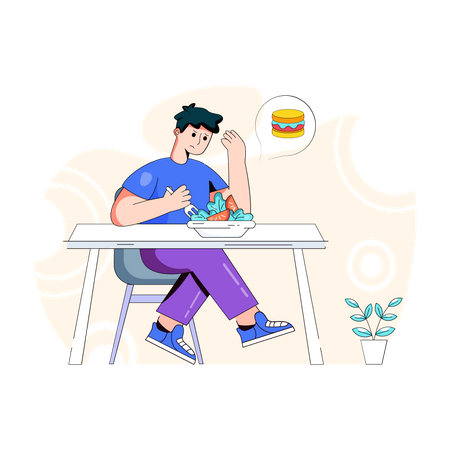 Person feeling sad while eating meal Illustration