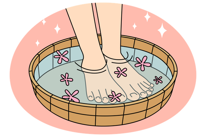 Person genießt Behandlungen im Spa  Illustration