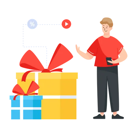 Person getting gift delivery  Illustration
