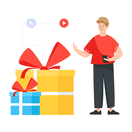 Person getting gift delivery  Illustration