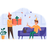 free giving birthday gift illustrations