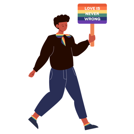 Person, die ein Pride Month-Schild in Regenbogenfarben hält  Illustration