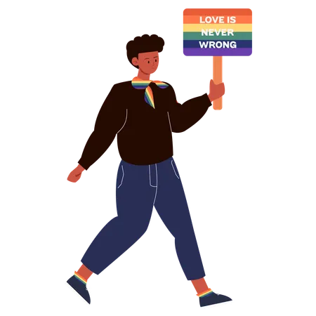 Person, die ein Pride Month-Schild in Regenbogenfarben hält  Illustration